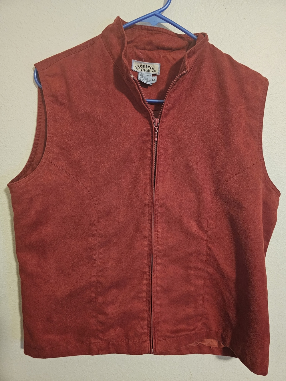 Monterey Club Women’s M Rust Suede-Look Zip Front Vest